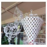 (2) White Metal Hanging Baskets