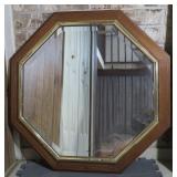 Octagonal Wood Frame Beveled Mirror