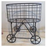 Metal Basket on Wheels, 21"x21"x13"