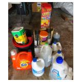 Mop Bucket and Chemicals Shown