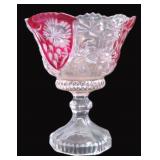 Cranberry to Clear Footed Candy Bowl