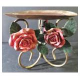 Vintage Metal Candle Holder, Roses