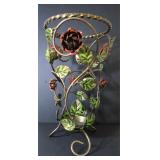 metal ornate floral plant stand, 19.5"H