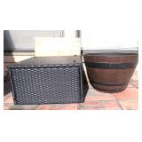 Plastic Planter and Glass Top Table