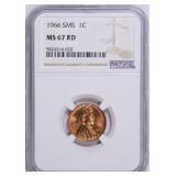 1966 Lincoln Cent SMS NGC MS-67 RD
