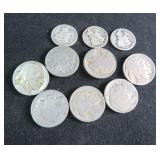 (3) Mercury Silver Dimes and (7) Buffalo Nickels