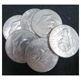 Random Pull of Six (6) Clad IKE Dollars