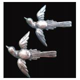 Pair of Sterling Silver Bird Pins, 6 grams total