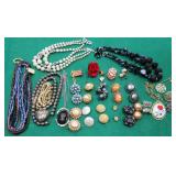 Vintage Costume Jewelry incl earrings, beads, pins