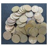 Fifty (50) 1950's Copper Lincoln Cents