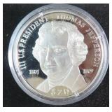 20 Grams .999 Fine Silver Proof Thomas Jefferson