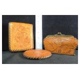 Three (3) Vintage Hand Tooled Leather