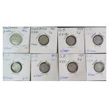 Eight (8) Foreign Silver Coins, Most Great Britain