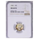 $3700 Guide: 1941 Mercury Dime NGC MS-68 FB(Toned)