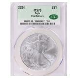 2024 $1 Silver Eagle First Delivery CACG MS-70