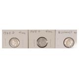 Three (3) Silver Roosevelt Dimes