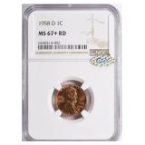 1958-D Lincoln Cent NGC MS-67+ RD (QA) $2600