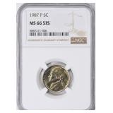 1987-P Jefferson Nickel NGC MS-66 5FS