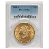GOLD 1900-S $20 MS61 PCGS