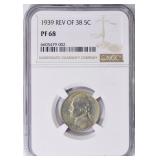 1939 Jefferson Nickel Reverse of 1938 NGC Proof-68