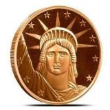 TWO (2) 1 oz Copper Statue of Liberty Round LH