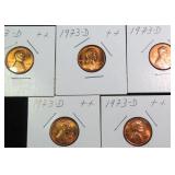Five (5) Mint State Red 1973-D One Cents
