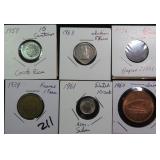 Six (6) Foreign Coins 1936-1964 Date Range