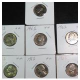 Seven (7) UNC 1962 Jefferson Nickels