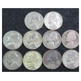 TEN (10) Silver War Nickels, Melt Value $42.08 4-8