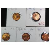 Five (5) Mint State Red 1973-D One Cents