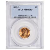 1957-D Lincoln Cent PCGS MS-66 RD