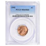 1942 Lincoln Cent PCGS MS-65 RD