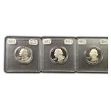 Three (3) Proof Washington Quarters (1 Silver)