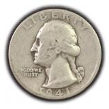1941 Silver Washington Quarter, $13.11 Melt 4-6-26