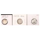 Three Silver Dimes, $16.59 Melt Value 4-12-26
