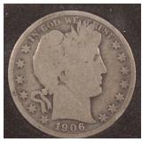 1906 Silver Barber Half Dollar