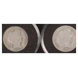 TWO (2) Silver Barber Dimes. $11.03 Melt