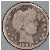 1901 Silver Barber Quarter