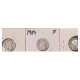Three Silver Mercury Dimes, $16.59 Melt Value