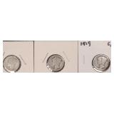 Three Silver Mercury Dimes, $16.59 Melt Value