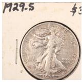 1929-S Silver Walking Liberty Half Dollar