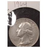 Silver 1964 Washington Quarter, $13.82 Melt Value