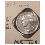 Silver 1941 Washington Quarter, $13.82 Melt Value