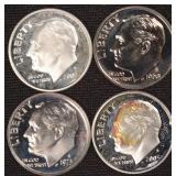 Four (4) Proof Roosevelt Dimes
