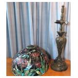 18" Stained and Leaded Glass Shade with Base