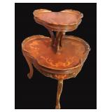 Vintage Louis XV 2-Tiered Inlaid Marquetry