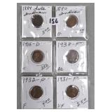 Six (6) One Cents, Date Range 1880-1938 NOTE: