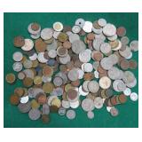TWO LBS of Foreign Coins and Tokens Unsorted