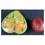 Stone Egg and Hear Shaped Box with Safety Pins