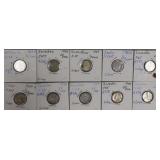 TEN (10) SILVER Foreign Coins, Identified. Nice